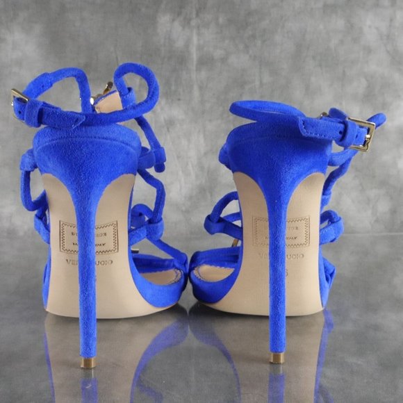 NIB Dsquared2 BABE WIRE Gold-Tone Chain Blue STILETTO HEELS Sz 6* US 36 EU ANB - Picture 11 of 13